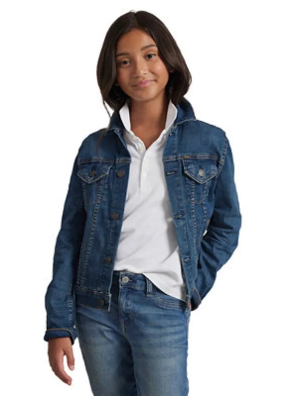 GENUINE RALPH LAUREN Big Girls Lightweight Denim Trucker Jacket SIZE 10